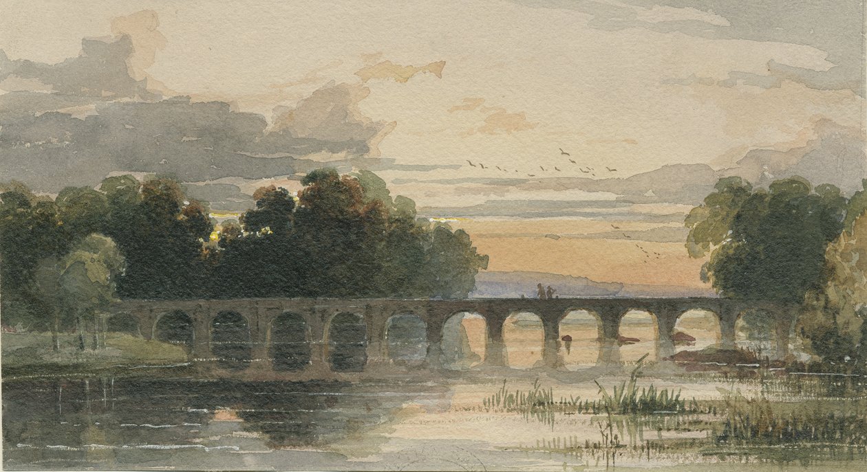 Shugborough Bridge: malarstwo akwarela, II [XIX w.] autorstwa Thomas Peploe Wood