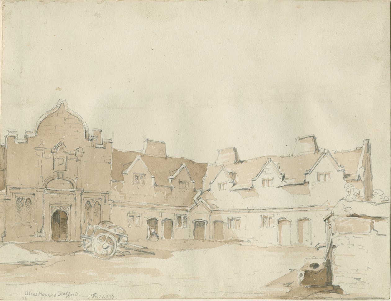 Stafford - Jałmużna: rysunek piórkiem, 1837 autorstwa Thomas Peploe Wood