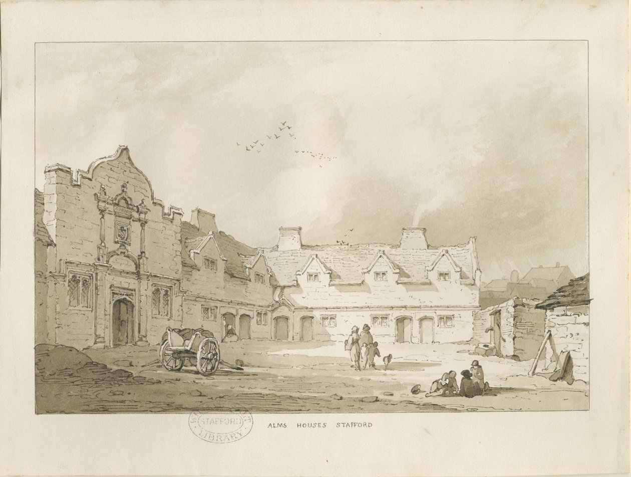 Stafford - Jałmużna: rysunek w sepii, bd [1837] (rysunek) autorstwa Thomas Peploe Wood