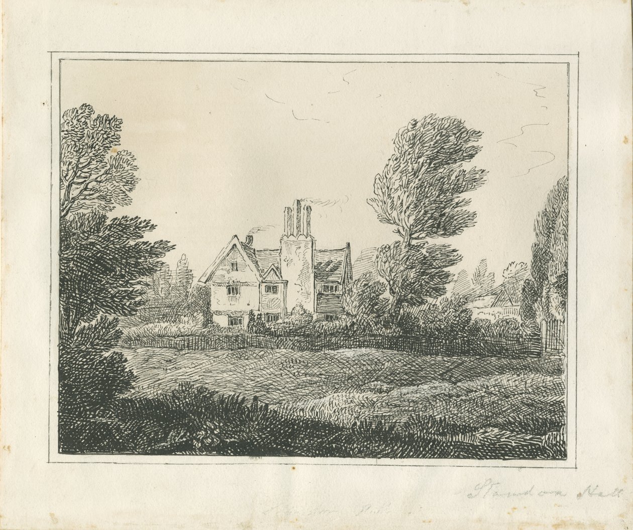 Standon Hall: rysunek piórkiem i tuszem, nd [?połowa XIX wieku] (rysunek) autorstwa Thomas Peploe Wood