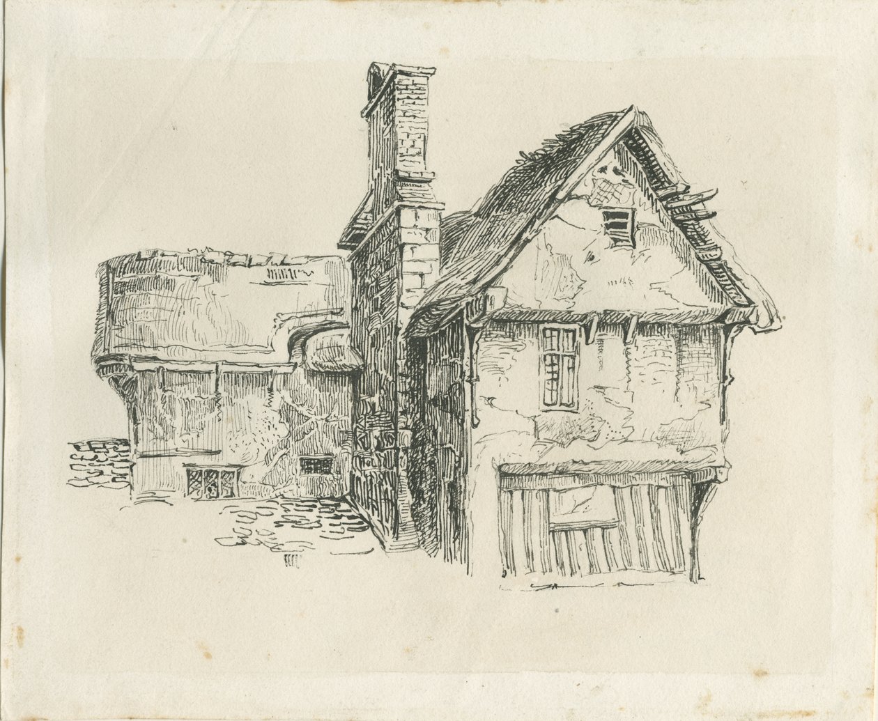 Standon Hall: rysunek piórem i tuszem oraz [?połowa XIX wieku] (rysunek) autorstwa Thomas Peploe Wood