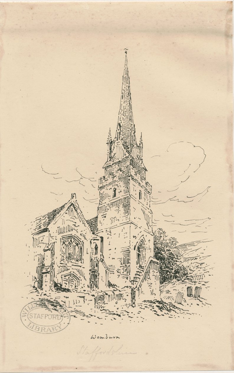 Kościół Wombourne: cynkograf i [poł. XIX w.] (rysunek) autorstwa Thomas Peploe Wood