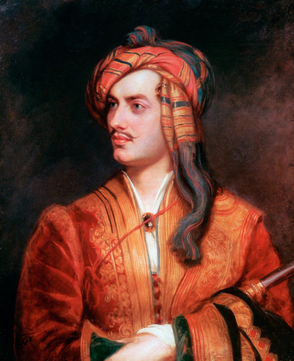 Byron z Rochdale w albańskim stroju, 1813 autorstwa Thomas Phillips