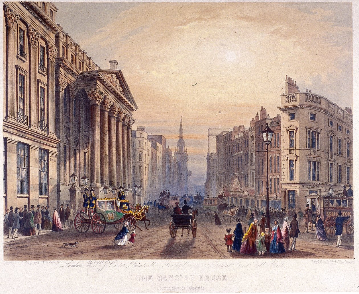 Mansion House na zewnątrz, Londyn, 1851 autorstwa Thomas Picken