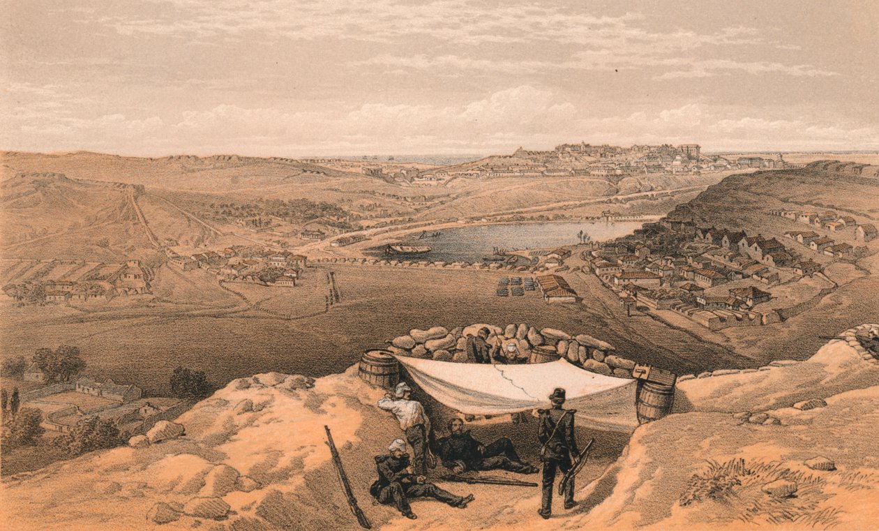 Baterie miejskie lub wewnętrzne fortyfikacje Sewastopola, 1856 r. autorstwa Thomas Picken