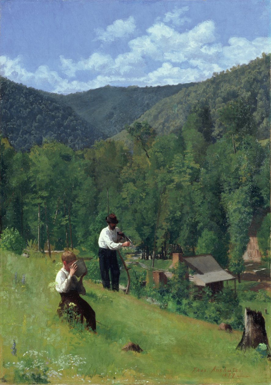 Rolnik i jego syn podczas zbiorów, 1879 autorstwa Thomas Pollock Anschutz