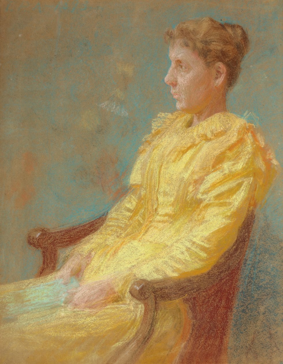 Portret żony artysty 1893 (pastel na papierze) autorstwa Thomas Pollock Anshutz