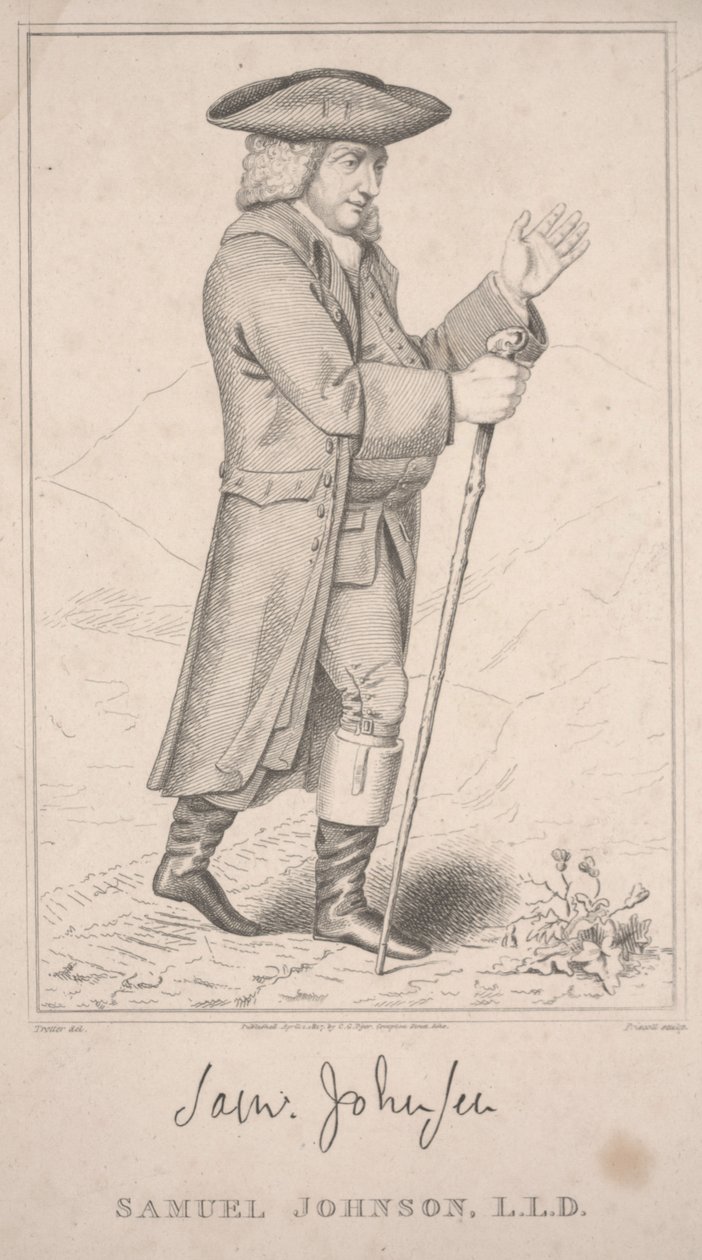 Samuel Johnson, Podczas swojej wycieczki po górach w 1773 r autorstwa Thomas Priscott
