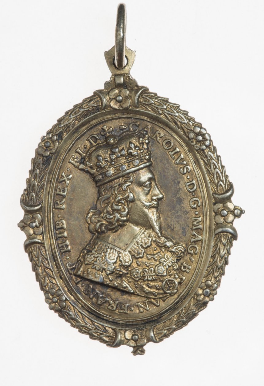 Odznaka kibiców Karola I i Henrietty Marii, ok. 1649 (srebro pozłacane) autorstwa Thomas Rawlins