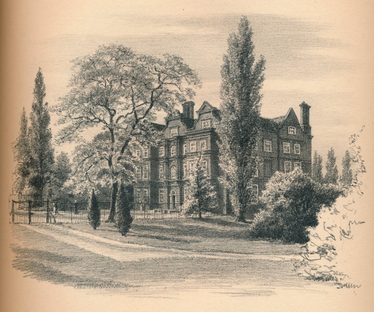 Pałac w Kew na zewnątrz, 1902 autorstwa Thomas Robert Way
