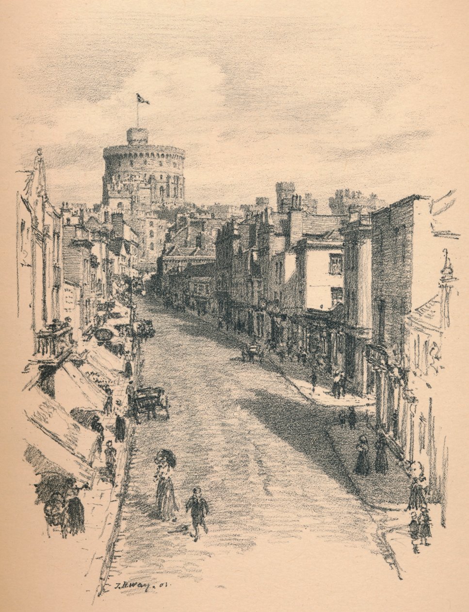 Wielka Wieża Zamku Windsor Z Peascod Street, 1902 autorstwa Thomas Robert Way