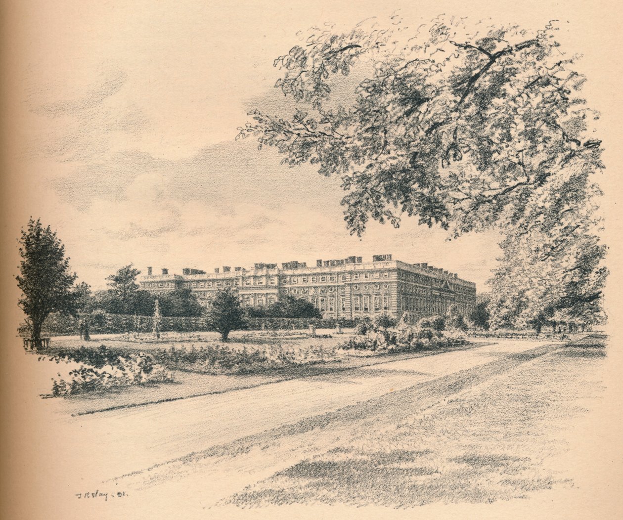 Fronty ogrodowe pałacu Hampton Court, 1902 autorstwa Thomas Robert Way