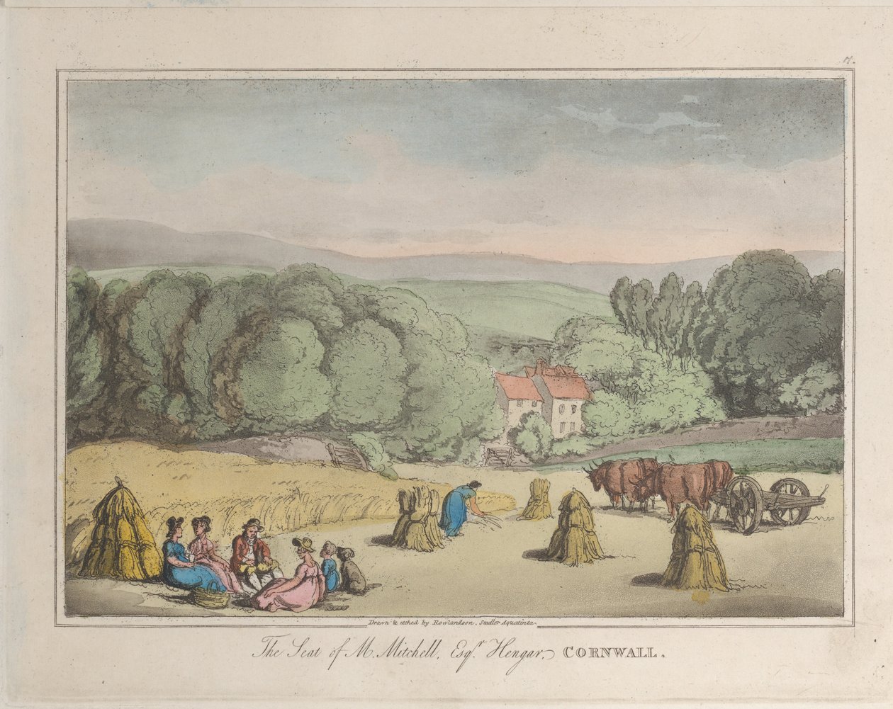 Siedziba M. Mitchella Esq. Hengar, Cornwall, z Sketches from Nature, 1822., 1822. Twórcy: Thomas Rowlandson, Joseph Constantine Stadler. autorstwa ThomasThomas Rowlandson, Joseph Constantine Stadler Thomas Rowlandson, Joseph Constantine Stadler