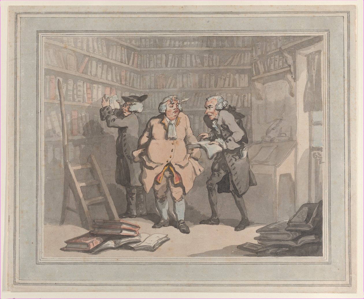 Księgarz i autor, 25 września 1784., 25 września 1784. Twórcy: Thomas Rowlandson, Samuel Alken. autorstwa Thomas Rowlandson, Samuel Alken
