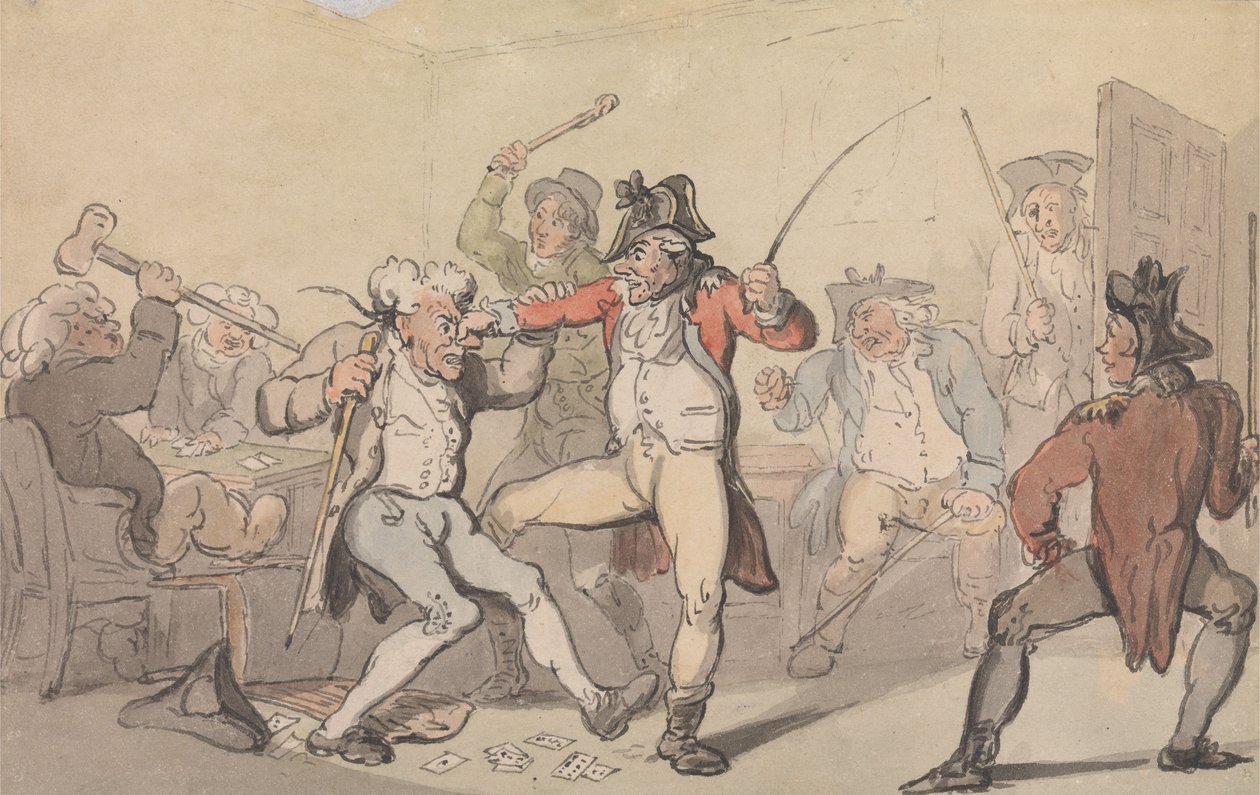 Wykryto czarną nogę wydającą karty autorstwa Thomas Rowlandson