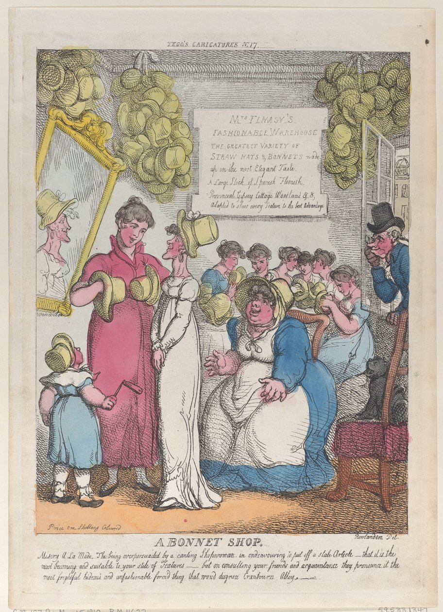 A Bonnet Shop, 15.05.1810., 15.05.1810. autorstwa Thomas Rowlandson