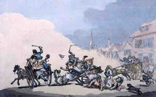 Wyścig wozów, wyd. autorstwa Williama Hollanda autorstwa Thomas Rowlandson