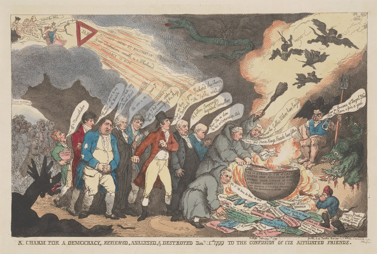 „Urok demokracji” – recenzja, analiza i krytyka z 11 stycznia 1799 r., ku konsternacji jej zwolenników autorstwa Thomas Rowlandson