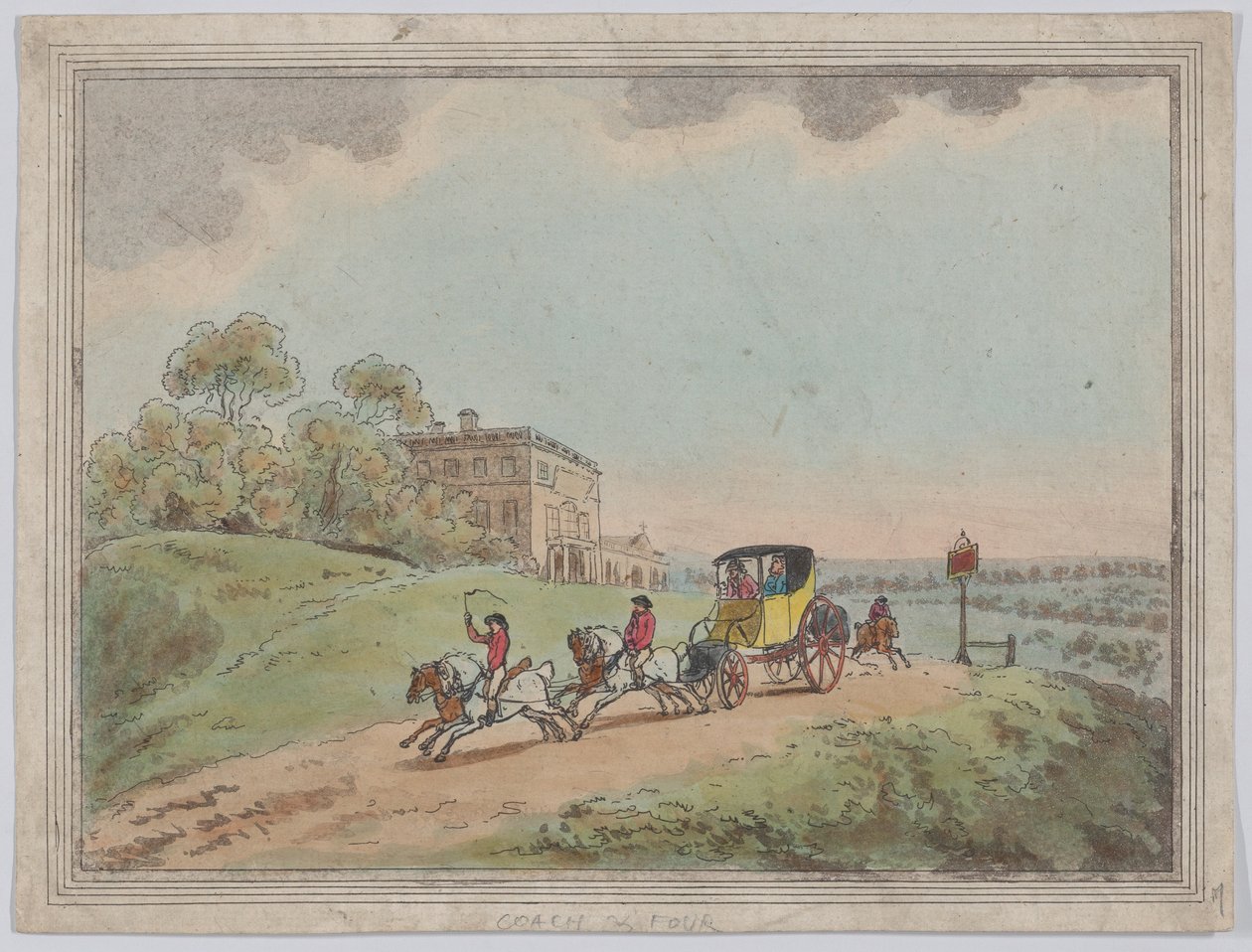 Trener i czwórka z, Rustic Sketches, 1787 ., 1787 . autorstwa Thomas Rowlandson