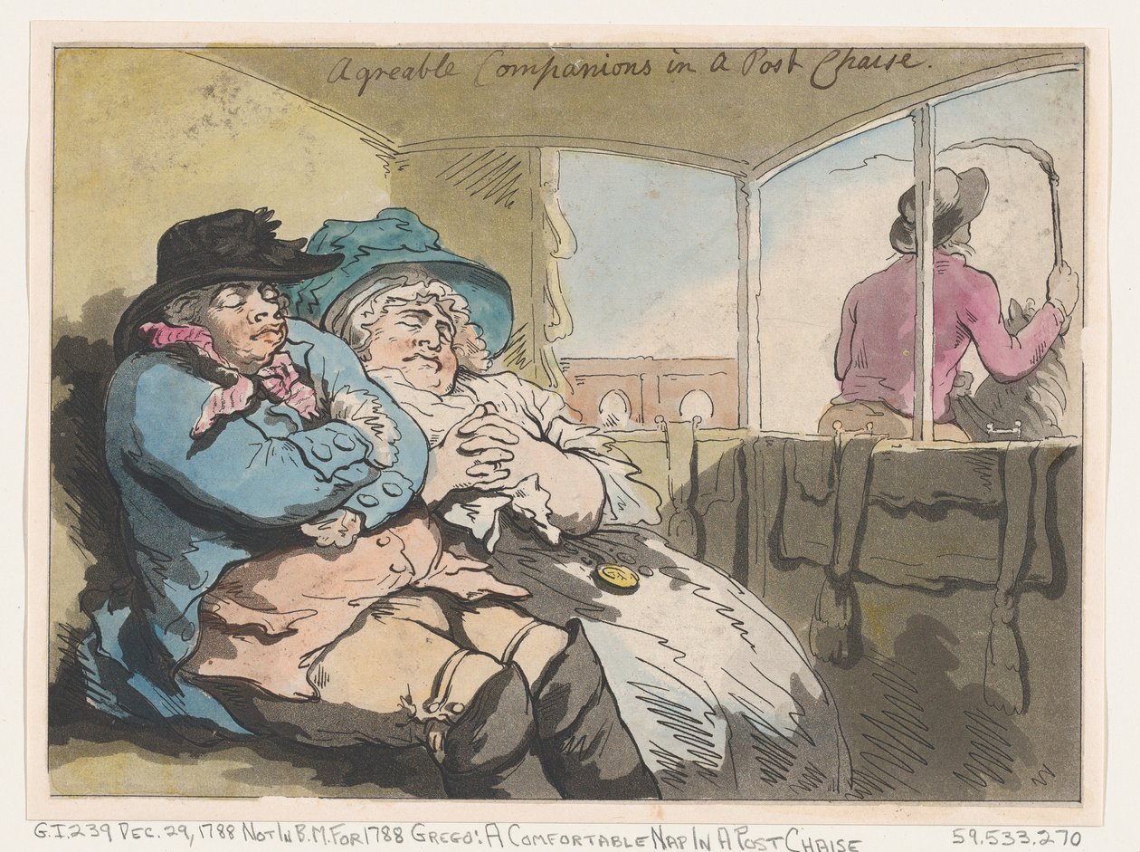 Wygodna drzemka w bryczce pocztowej, 29 grudnia 1788., 29 grudnia 1788. autorstwa Thomas Rowlandson