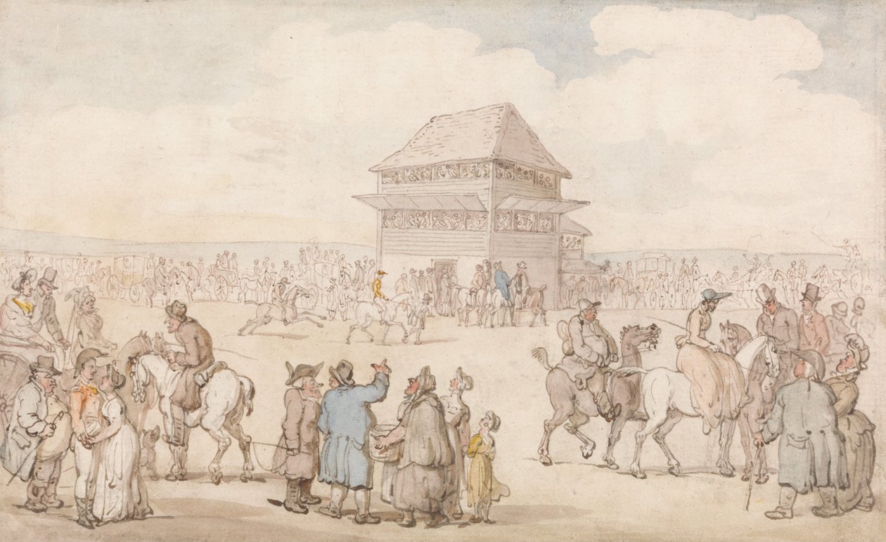 Tłoczne zawody wyścigowe autorstwa Thomas Rowlandson