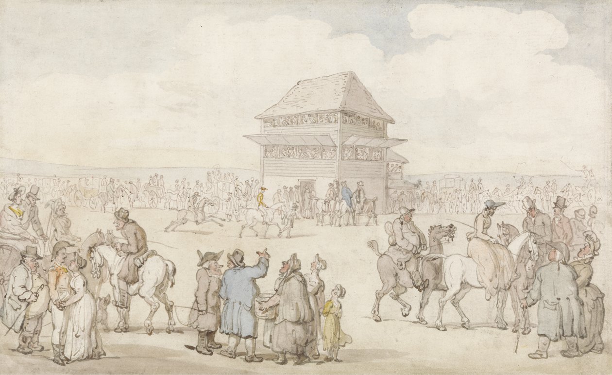 Spotkanie zatłoczonego wyścigu, ok. 1805-10 (pióro i atrament oraz w/c na papierze) autorstwa Thomas Rowlandson