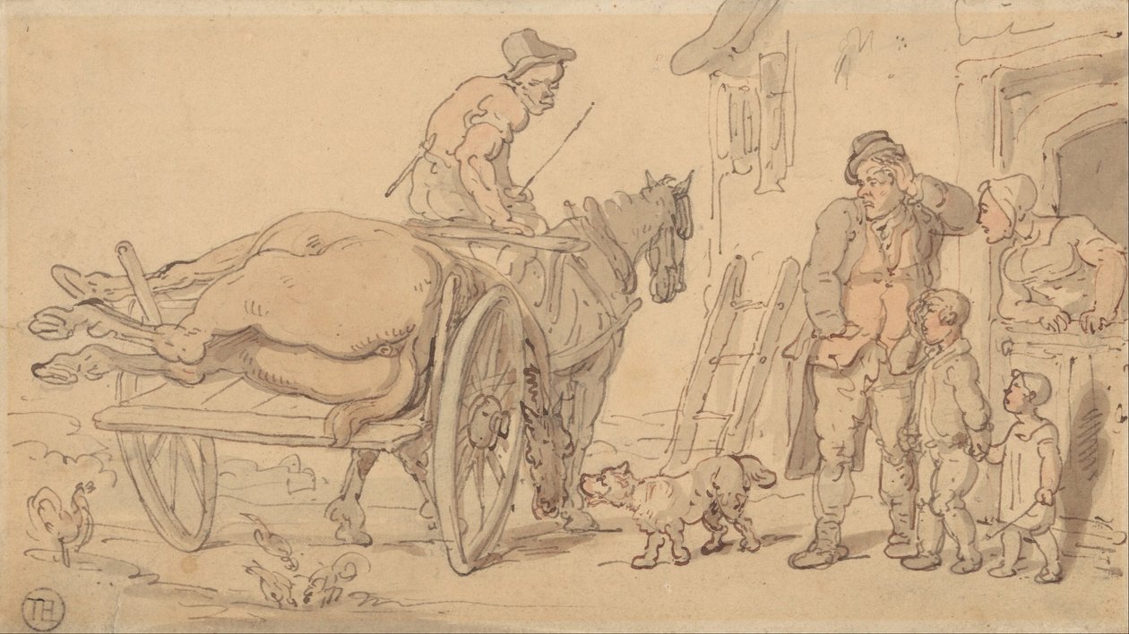 Martwy koń na wózku Knackera autorstwa Thomas Rowlandson