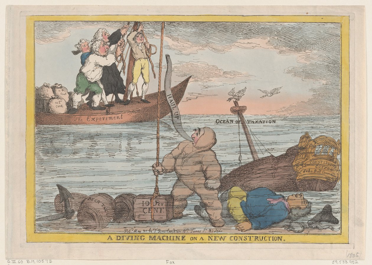 Maszyna do nurkowania na nowej konstrukcji, 31.05.1806., 31.05.1806. autorstwa Thomas Rowlandson