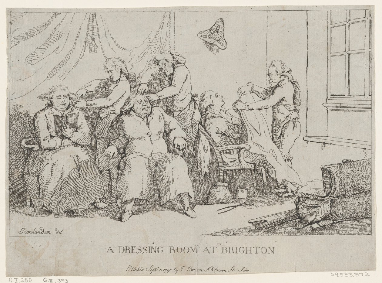 Garderoba w Brighton, 1 września 1790, 1 września 1790. autorstwa Thomas Rowlandson