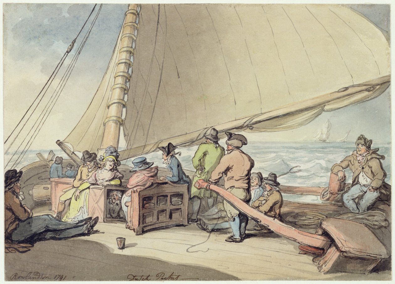 Holenderski pakiet w rosnącej bryzie autorstwa Thomas Rowlandson