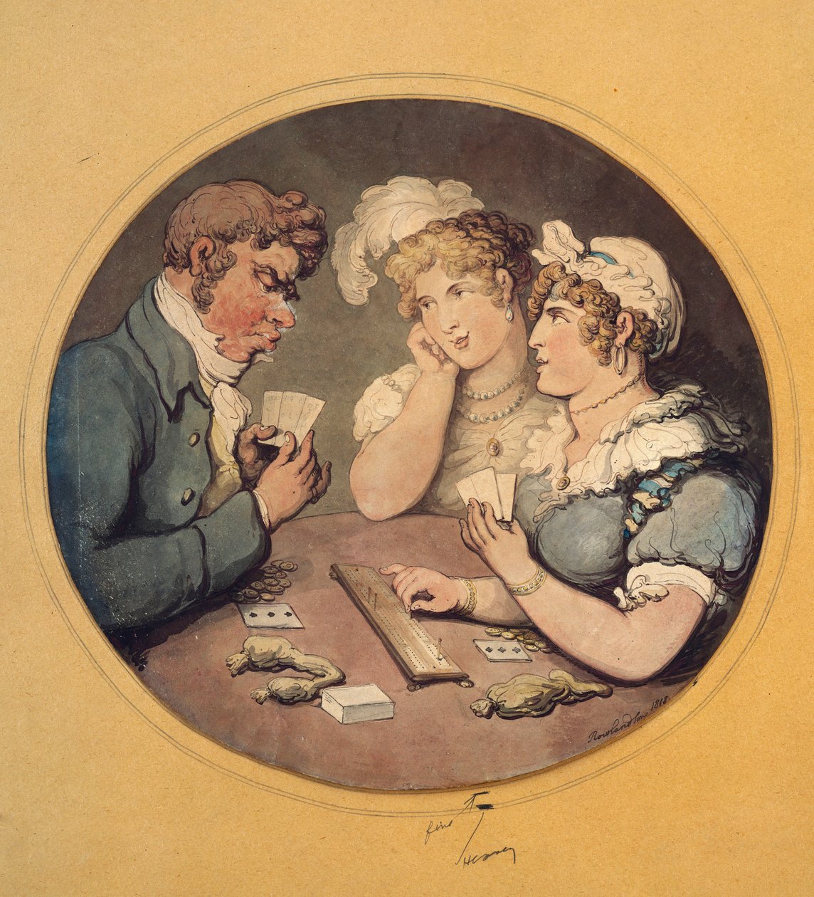 Gra w łóżeczko, 1818 autorstwa Thomas Rowlandson