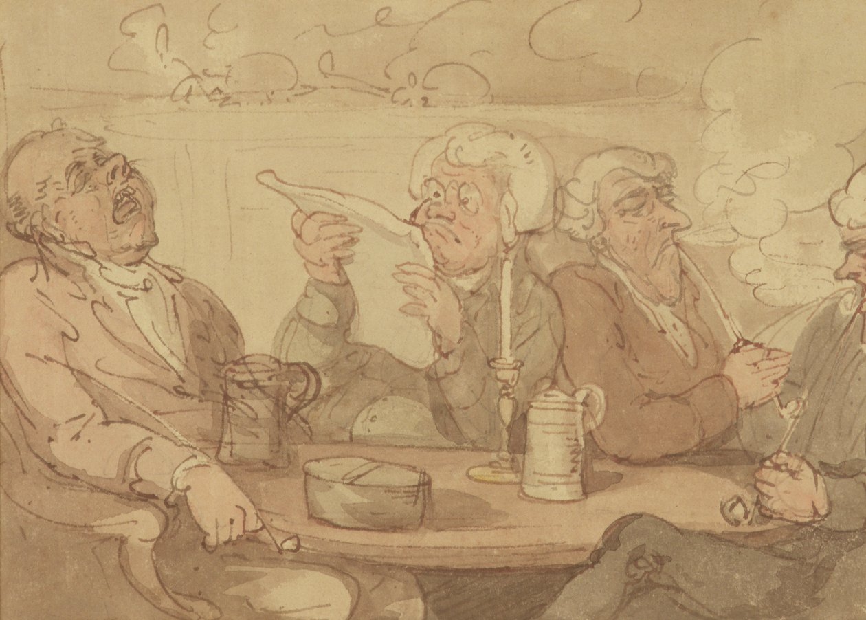 Klub Dżentelmenów (atrament i toaleta na papierze) autorstwa Thomas Rowlandson