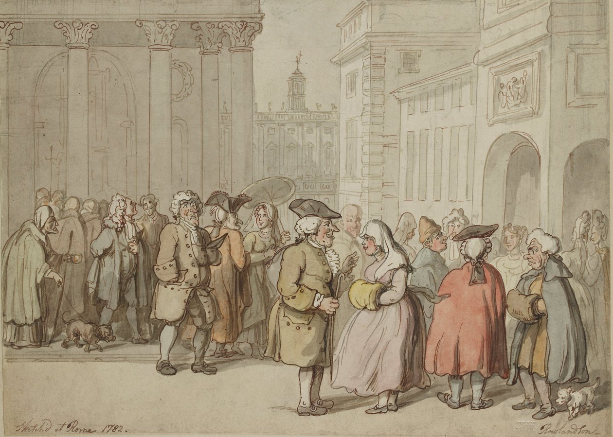 Grupa naszkicowana w Rzymie, 1770-1820 autorstwa Thomas Rowlandson