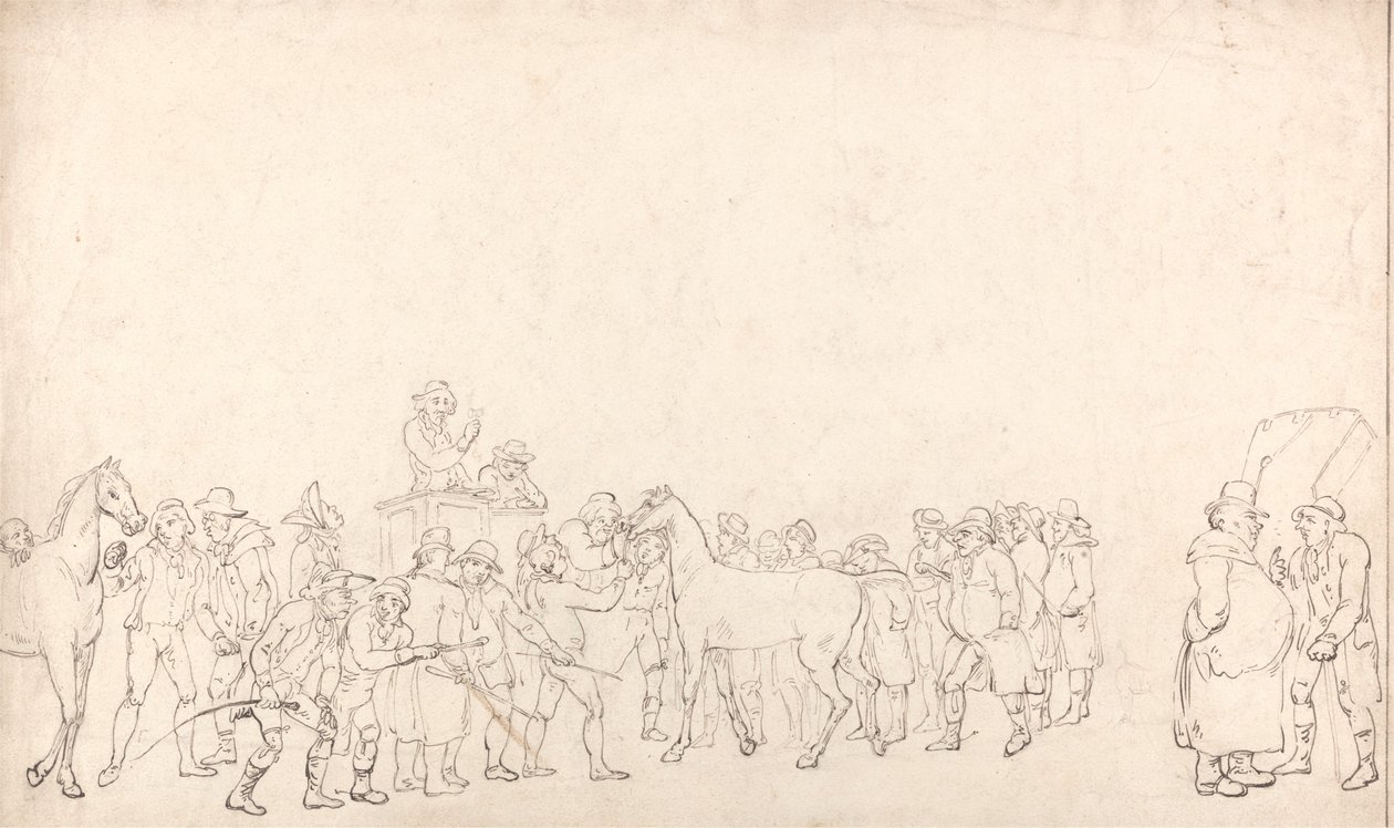 Aukcja koni w „Hopkins’s Repository” (zarys) autorstwa Thomas Rowlandson