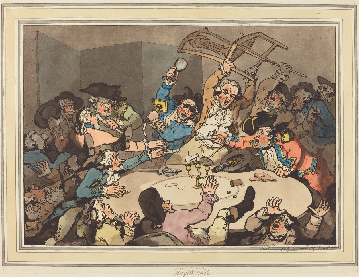 Kopnięcie przy stole hazardowym autorstwa Thomas Rowlandson