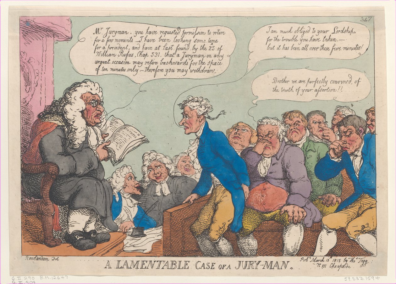 Żałosny przypadek ławnika, 10 marca 1815, 10 marca 1815. autorstwa Thomas Rowlandson