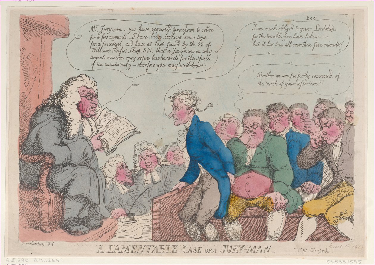 Żałosny przypadek ławnika, 10 marca 1815, 10 marca 1815. autorstwa Thomas Rowlandson