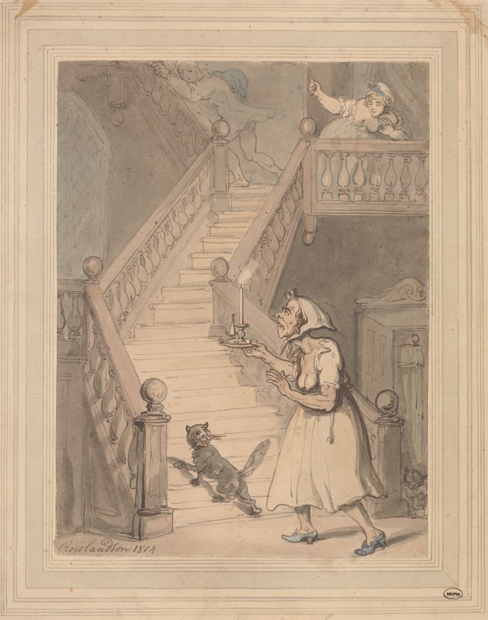 Niezamężna ciotka wyczuwająca zapach ognia autorstwa Thomas Rowlandson
