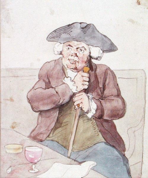 Mężczyzna siedzący w tawernie (długopis, brązowy tusz i akwarela na papierze) autorstwa Thomas Rowlandson