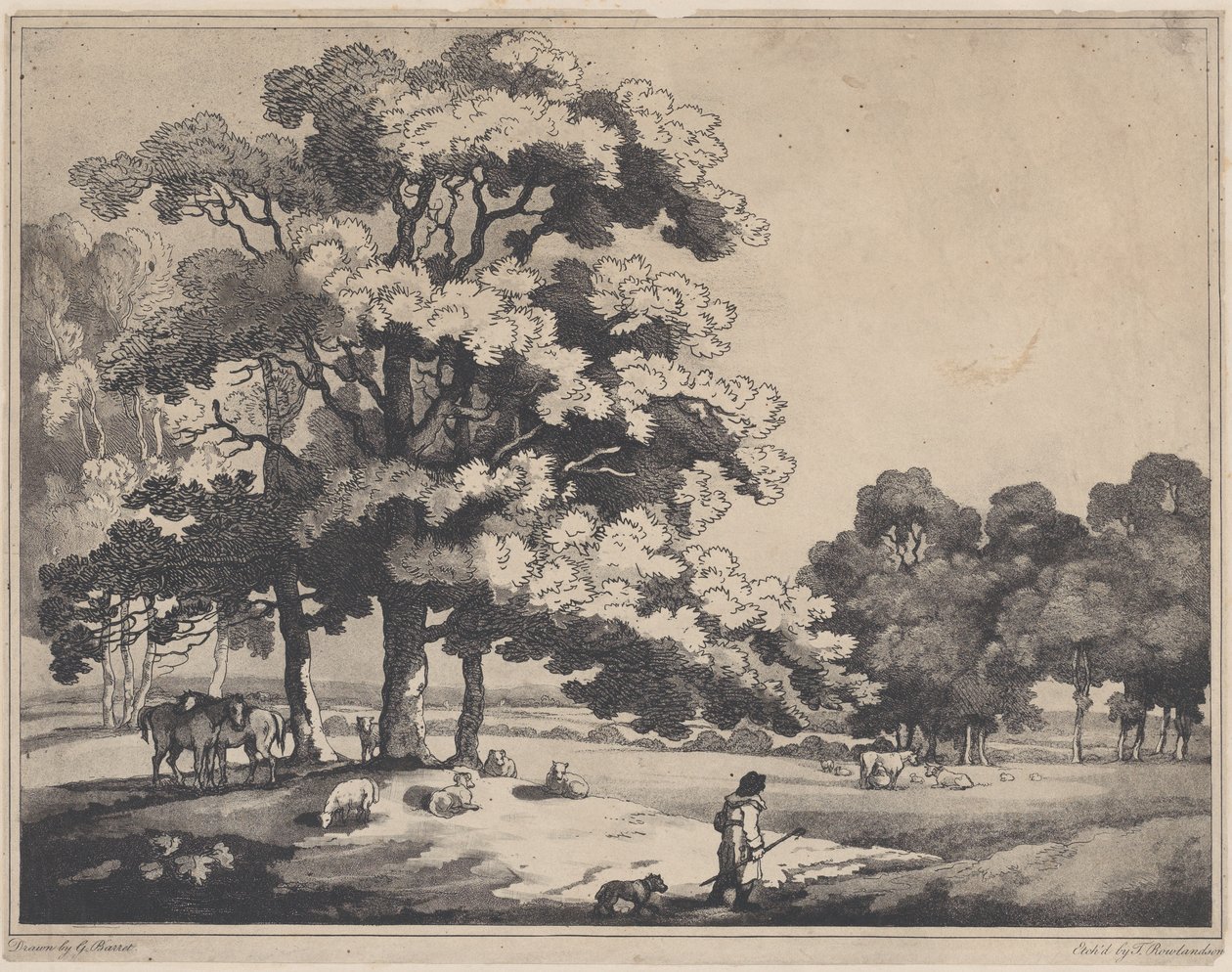 Krajobraz parkowy, 1783-89., 1783-89. autorstwa Thomas Rowlandson