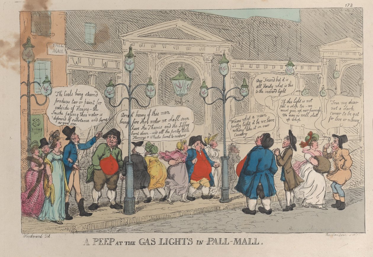 Spojrzenie na światła gazowe w Pall-Mall, 23 grudnia 1809., 23 grudnia 1809. autorstwa Thomas Rowlandson
