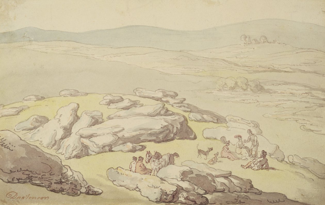 Piknik w Dartmoor (pióro i atrament oraz akwarela na papierze) autorstwa Thomas Rowlandson