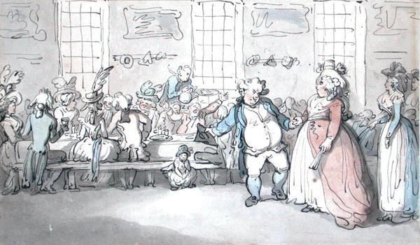 Śniadanie publiczne (pióro i tusz oraz akwarela na papierze) autorstwa Thomas Rowlandson