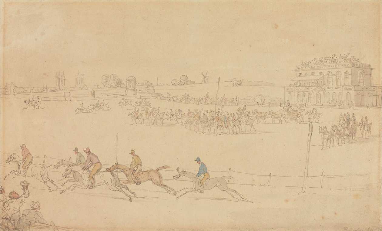 Wyścig na torze Knavesmire w Yorku autorstwa Thomas Rowlandson