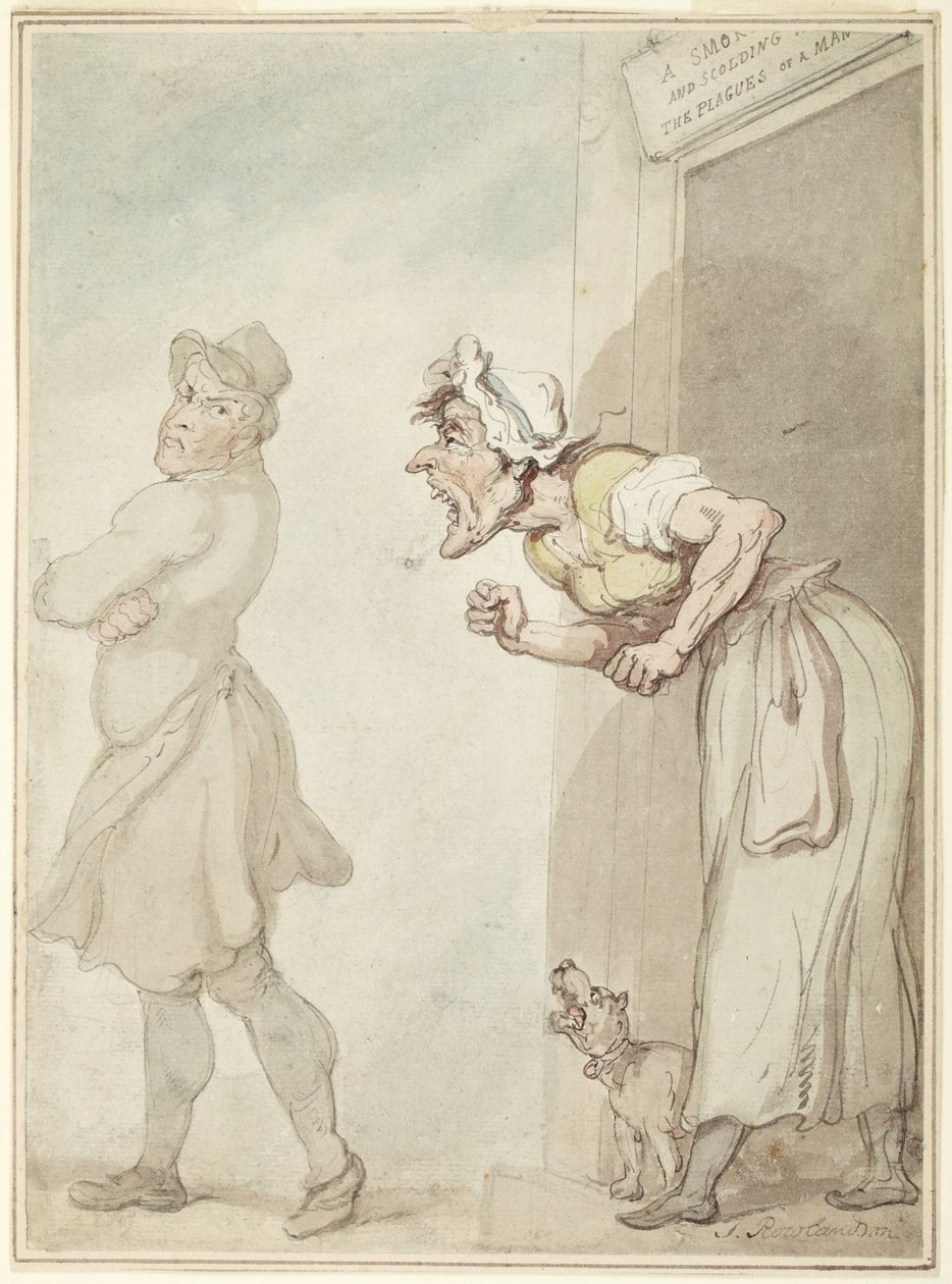 Dymiący komin i zrzędliwa żona: nieszczęścia ludzkiego życia autorstwa Thomas Rowlandson