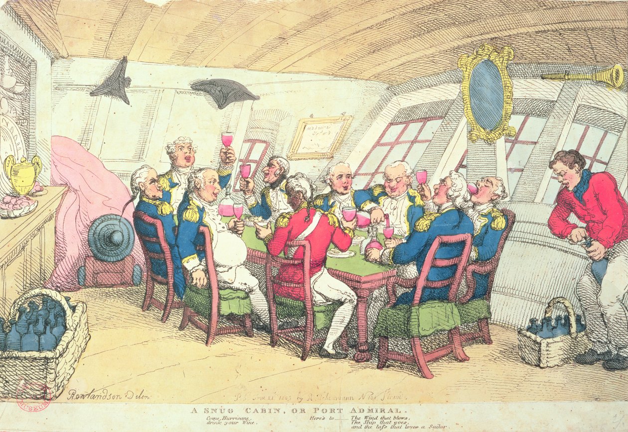 Przytulna Kabina lub Admirał Portu (kolorowe grawerowanie) autorstwa Thomas Rowlandson