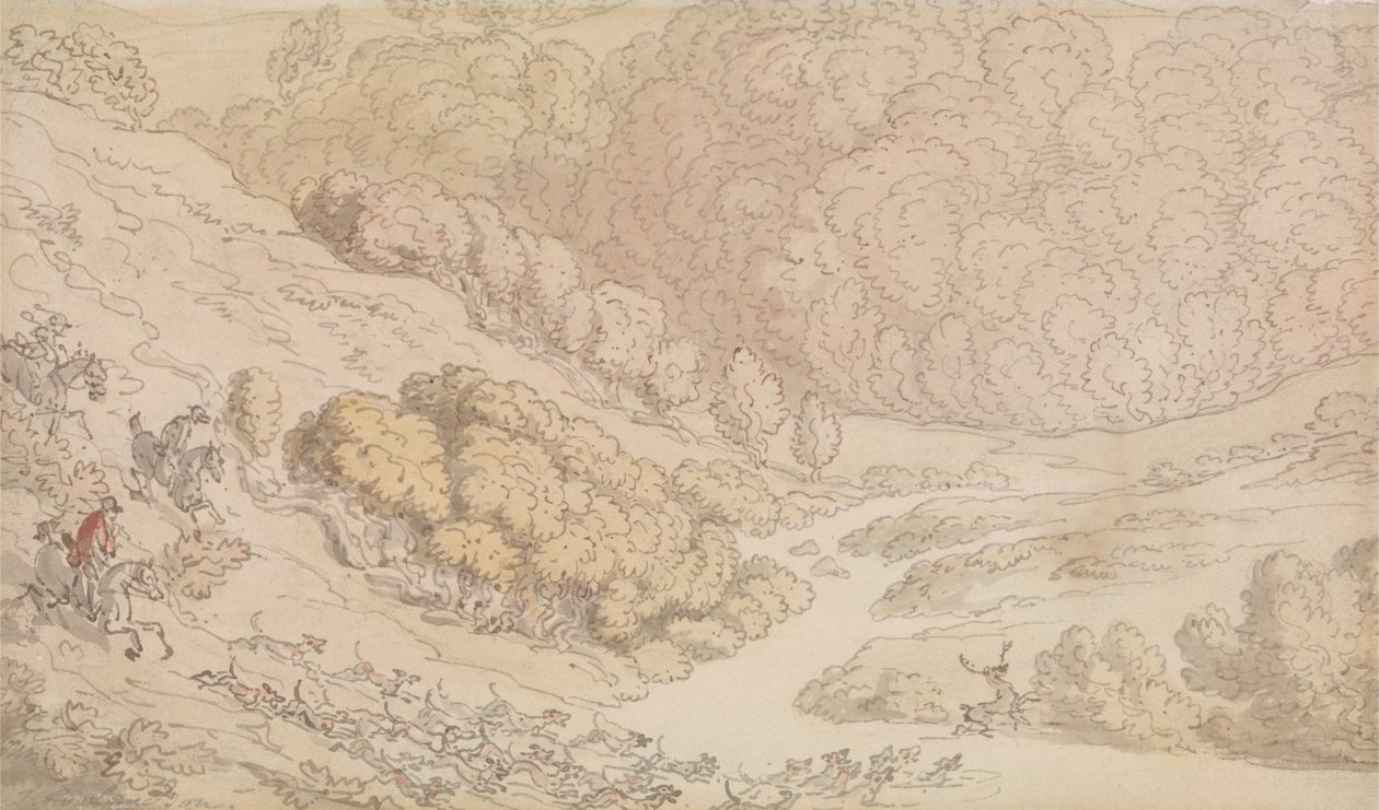 Polowanie na jelenie w regionie West Country autorstwa Thomas Rowlandson