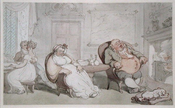 Skradziony pocałunek (akwarela na papierze) autorstwa Thomas Rowlandson