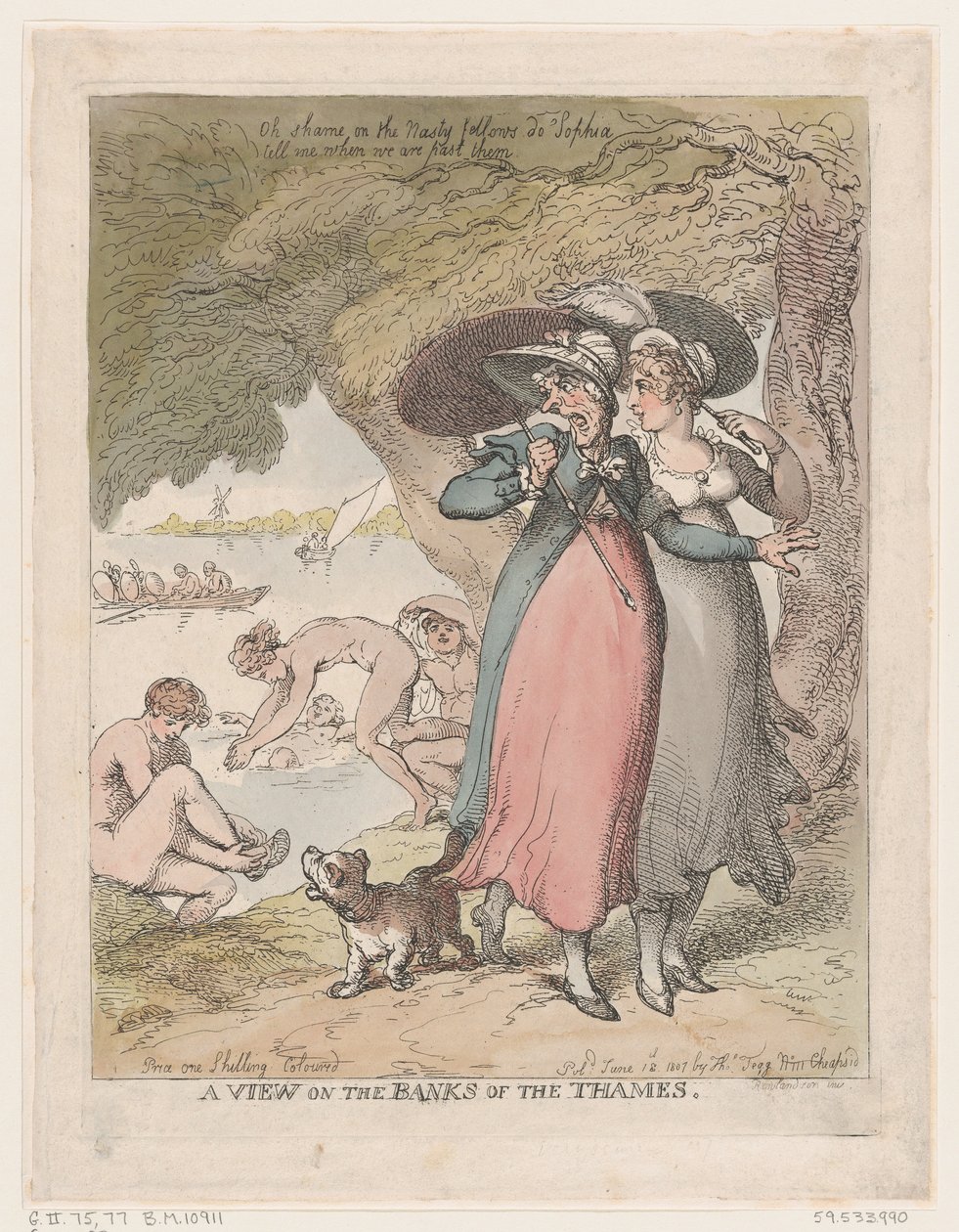 Widok na brzegi Tamizy, 18 czerwca 1807 r., 18 czerwca 1807 r. autorstwa Thomas Rowlandson