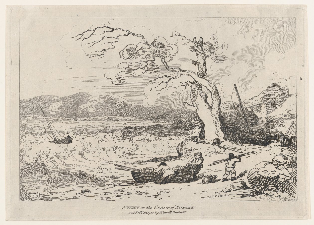 Widok na wybrzeże Sussex, 1 października 1785., 1 października 1785. autorstwa Thomas Rowlandson